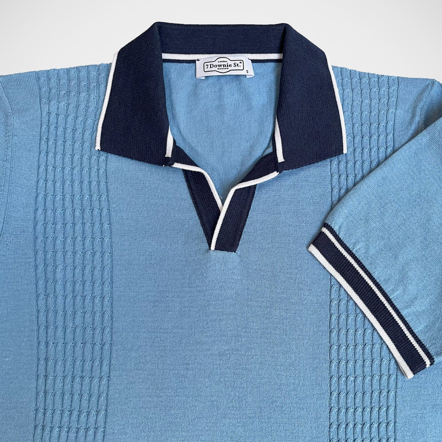 'Two-Tone Light Blue Polo' Short Sleeve Shirt