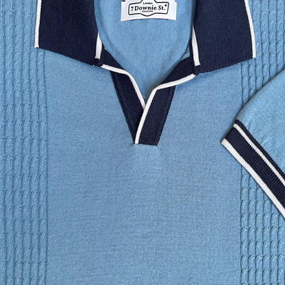 'Two-Tone Light Blue Polo' Short Sleeve Shirt