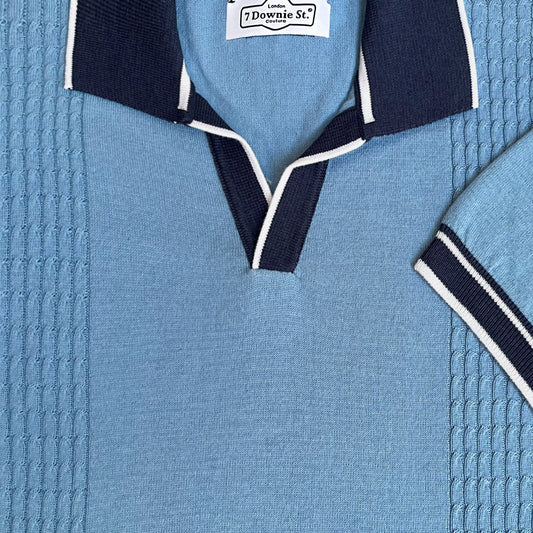 'Two-Tone Light Blue Polo' Short Sleeve Shirt