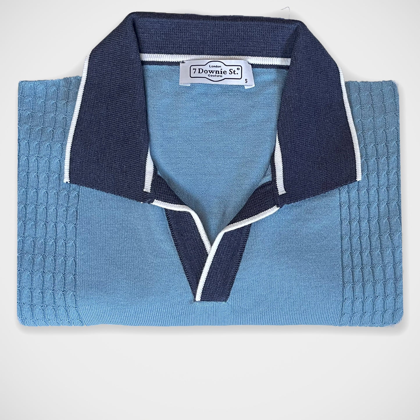 'Two-Tone Light Blue Polo' Short Sleeve Shirt