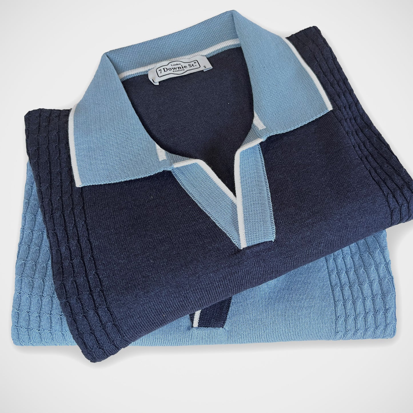 'Two-Tone Ink Blue Polo' Short Sleeve Shirt