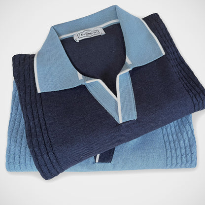 'Two-Tone Ink Blue Polo' Short Sleeve Shirt