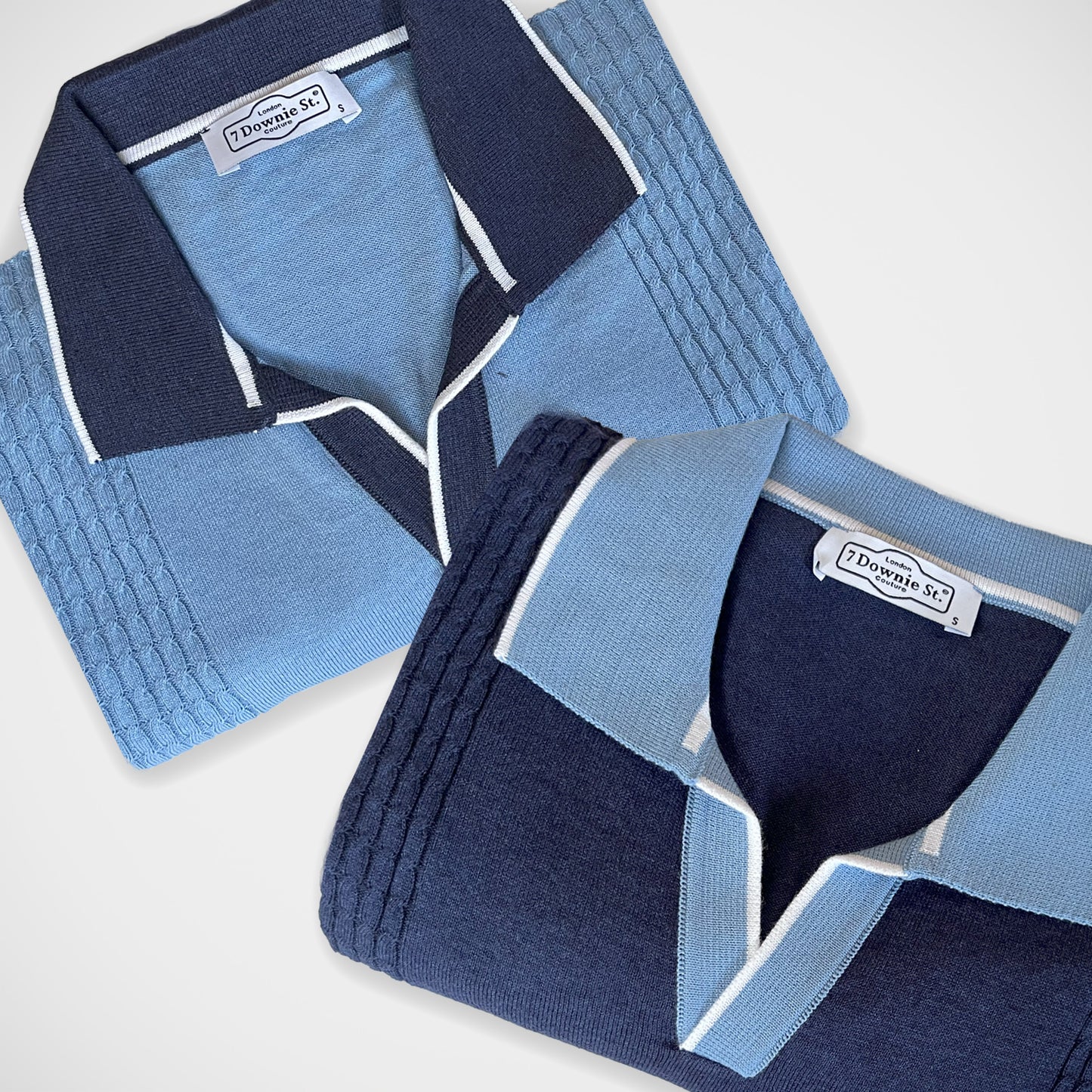 'Two-Tone Light Blue Polo' Short Sleeve Shirt