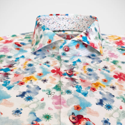 'Watercolour Floral' Short Sleeved Sport Shirt