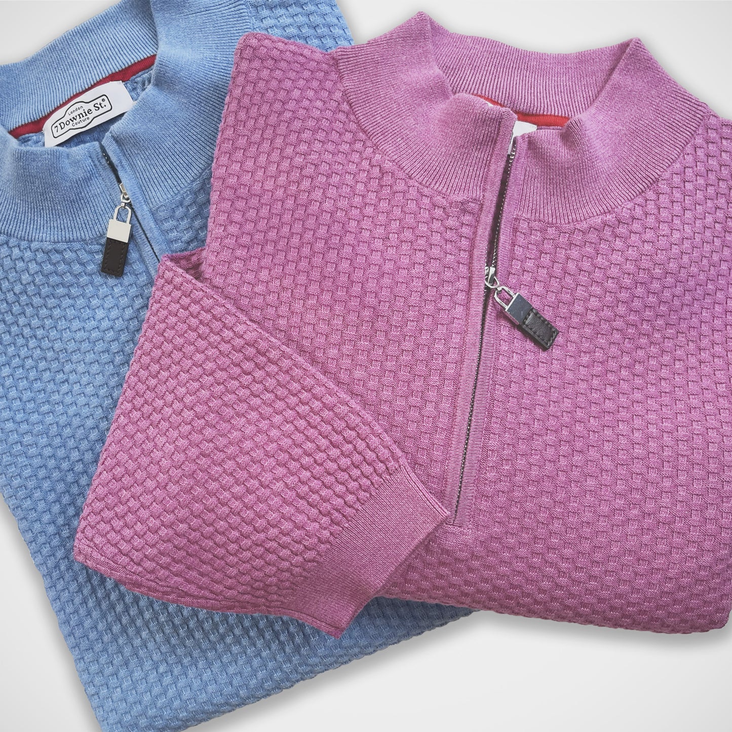 'Zip Mock - Sky' Sweater