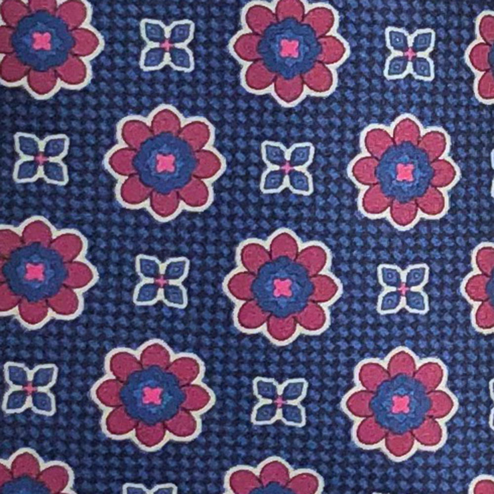 'Red Floral Medallion on Navy' Tie