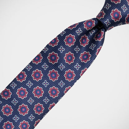 'Red Floral Medallion on Navy' Tie