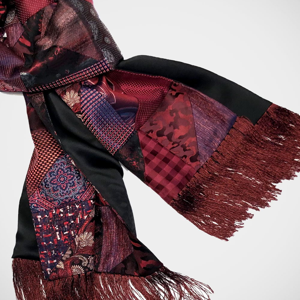 'Silk Patchwork - Red' Scarf