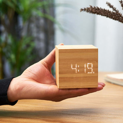 'Cube Plus-Bamboo' Desk Clock