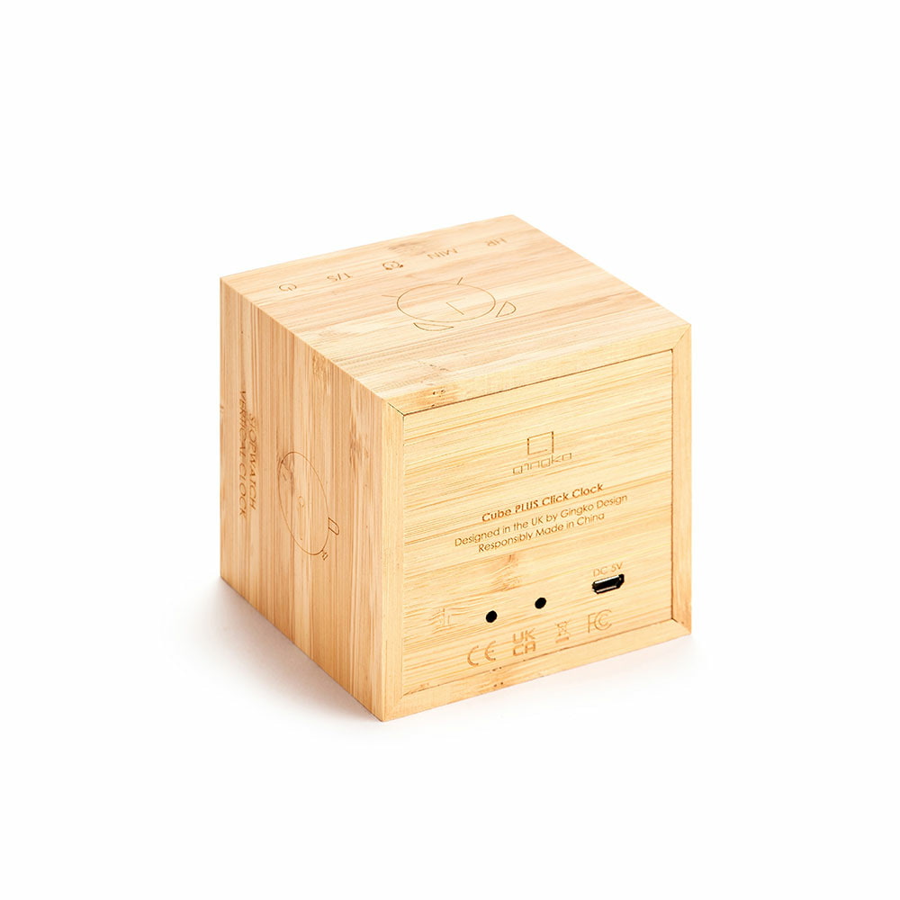 'Cube Plus-Bamboo' Desk Clock