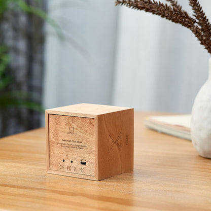 'Cube Plus-Cherry Wood' Desk Clock