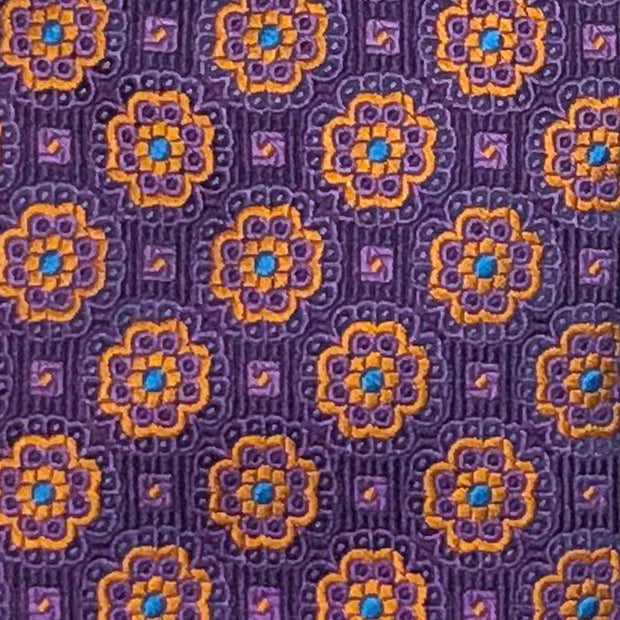 'Orange Medallions on Purple' Tie