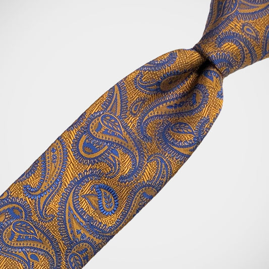 'Blue Woven Paisley on Orange' Tie