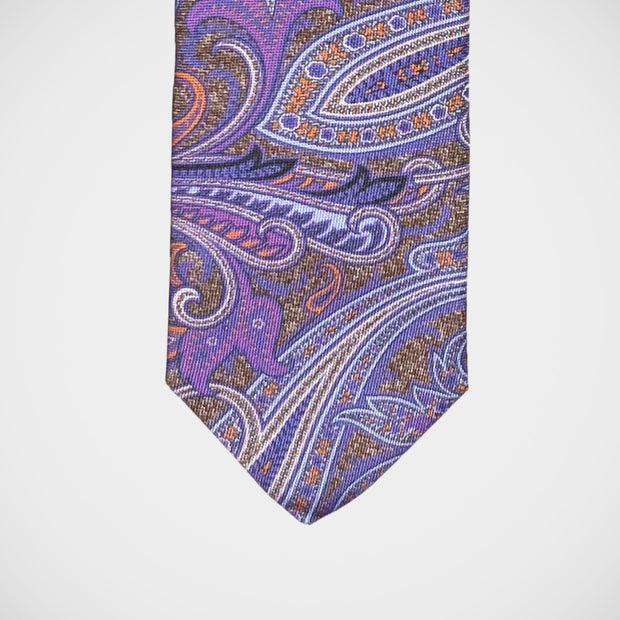 'Purple Paisley on Brown' Tie