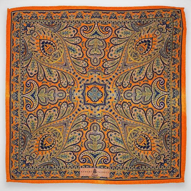 'Orange Paisley' Pocket Square