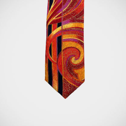 'Whirlwind #2 - Reds on Navy' Panel Tie