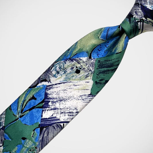 'Blue & Green Abstract on Satin' Tie