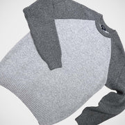 'Grey Baseball Crew Neck' Sweater