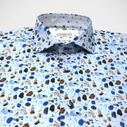 'Bits and Bobs on Blue' Short Sleeved Sport Shirt
