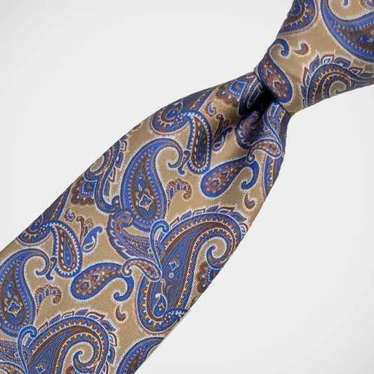 'Blue Paisley on Tan' Tie