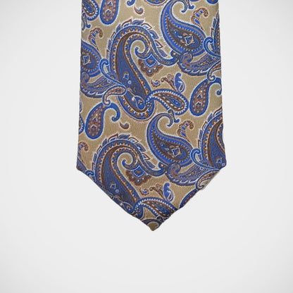 'Blue Paisley on Tan' Tie