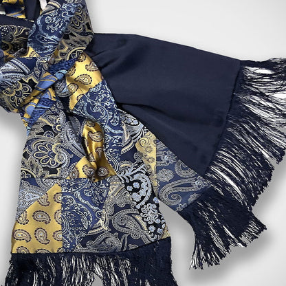 'Silk Patchwork - Blue & Gold' Scarf