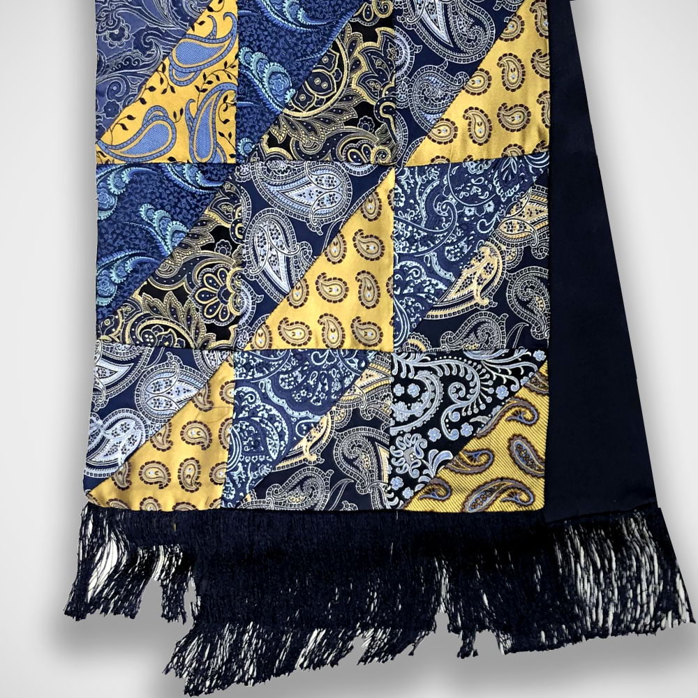 'Silk Patchwork - Blue & Gold' Scarf