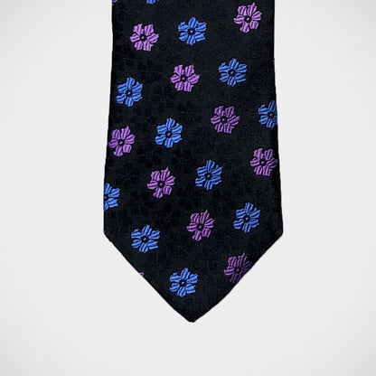 'Pink and Blue Neat Floral' Tie