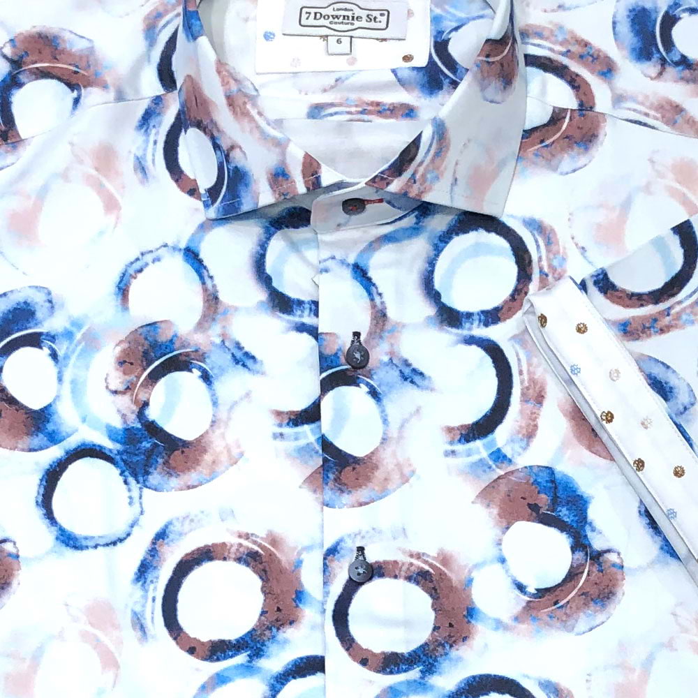 'Blue & Brown Rings' Short Sleeved Sport Shirt