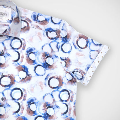 'Blue & Brown Rings' Short Sleeved Sport Shirt