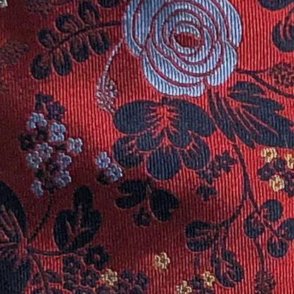 'Blue Floral on Red' Tie