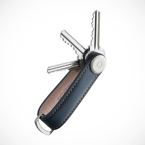 'Leather-Navy with Tan stitching' Keyring