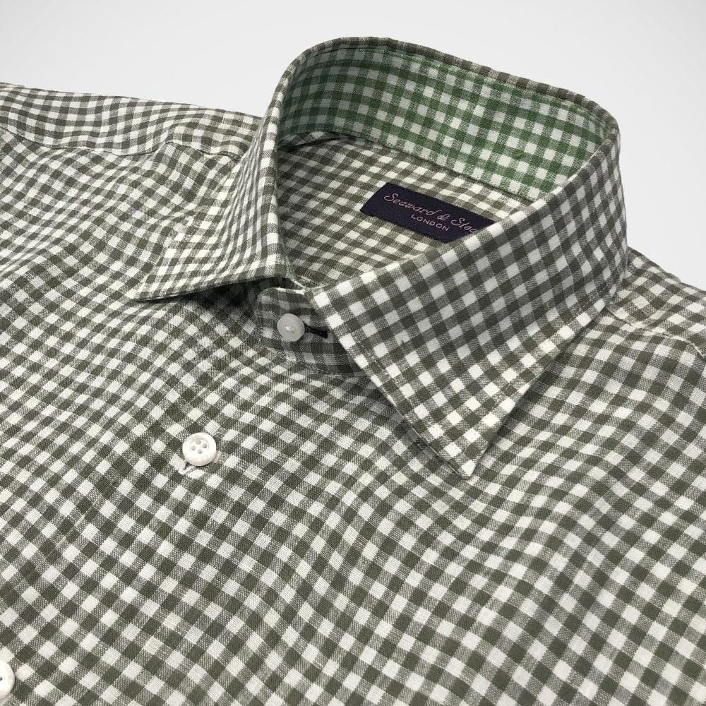 'Green Ginham' Linen Sport Shirt