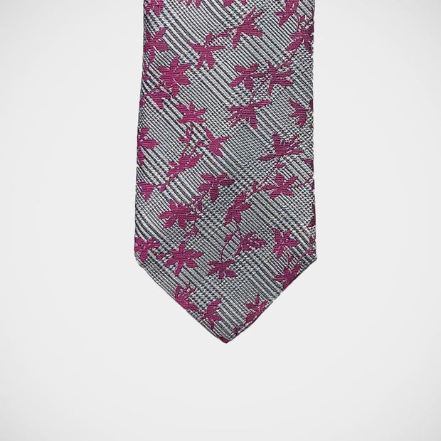 'Pink Floral on Glen Check' Tie