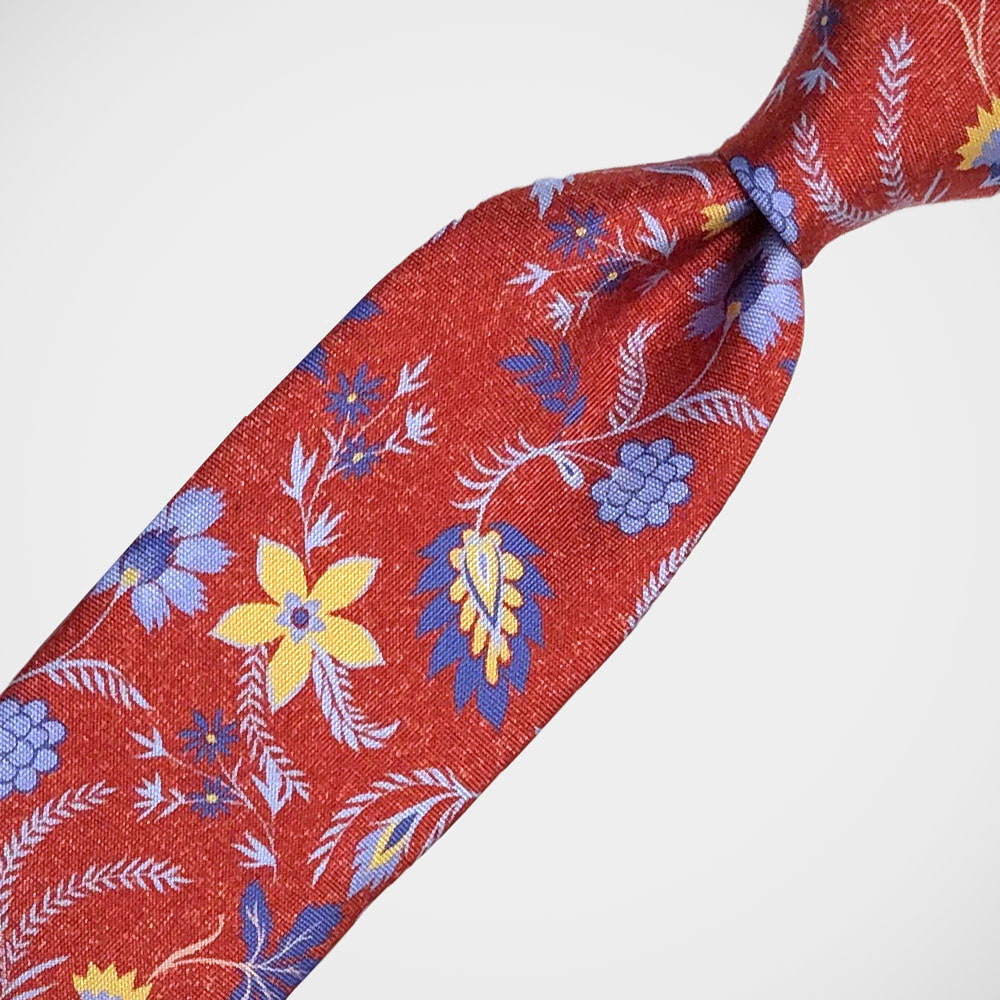'Cheerful Floral on Red' Tie