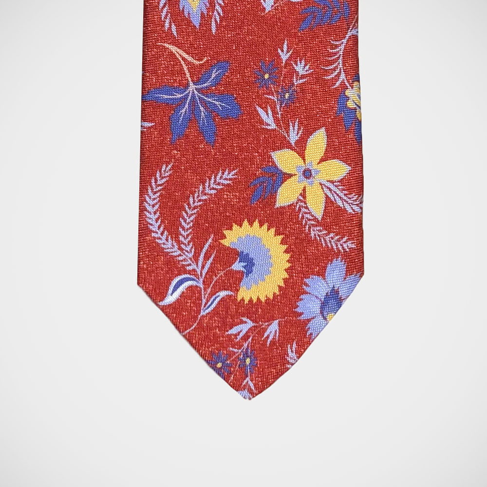 'Cheerful Floral on Red' Tie
