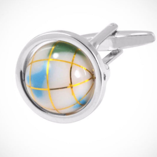 'Globe in White' Cufflinks