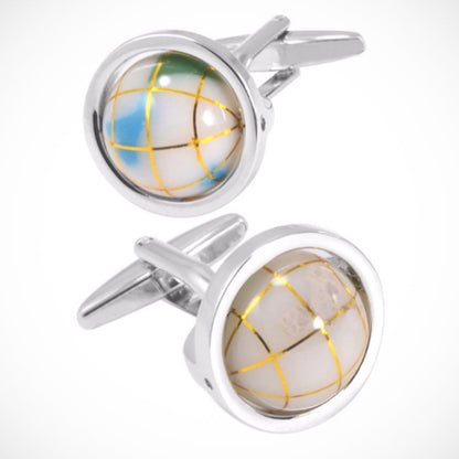 'Globe in White' Cufflinks