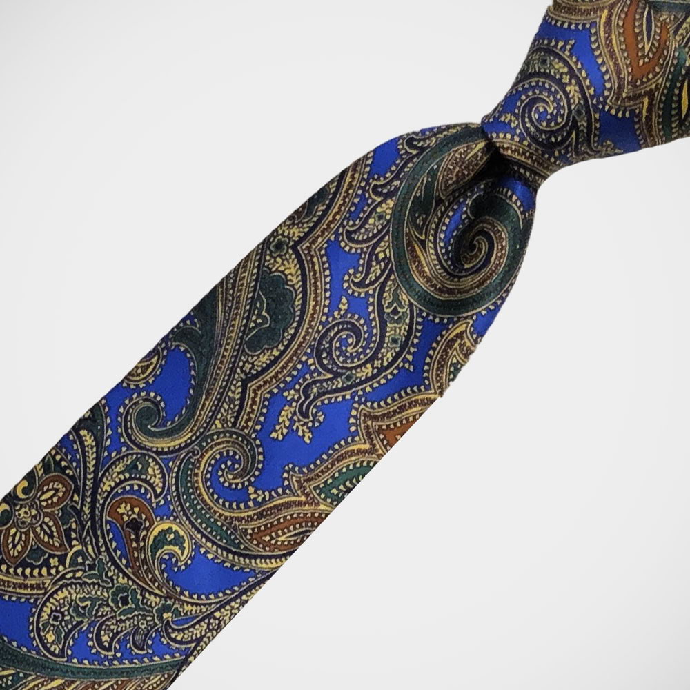 'Gold & Green Paisley on Royal' Tie