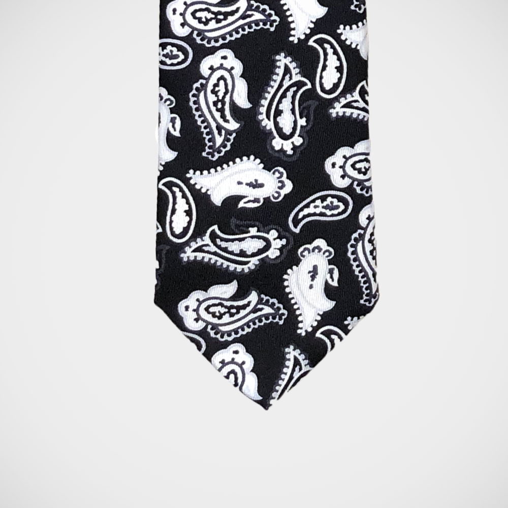 'Graphic Paisley Black & White' Tie