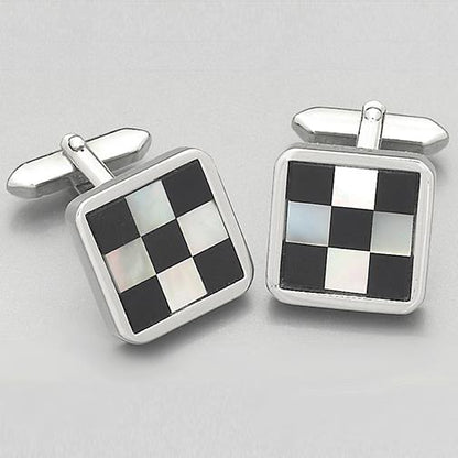 'Black & White Check' Cufflinks