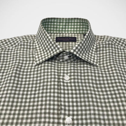 'Green Ginham' Linen Sport Shirt