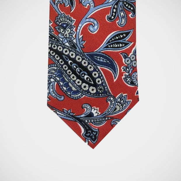 'Blue Paisley on Red' Tie