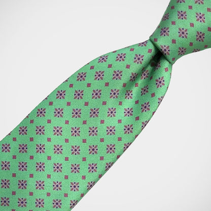 'Pink Neat on Green' Tie