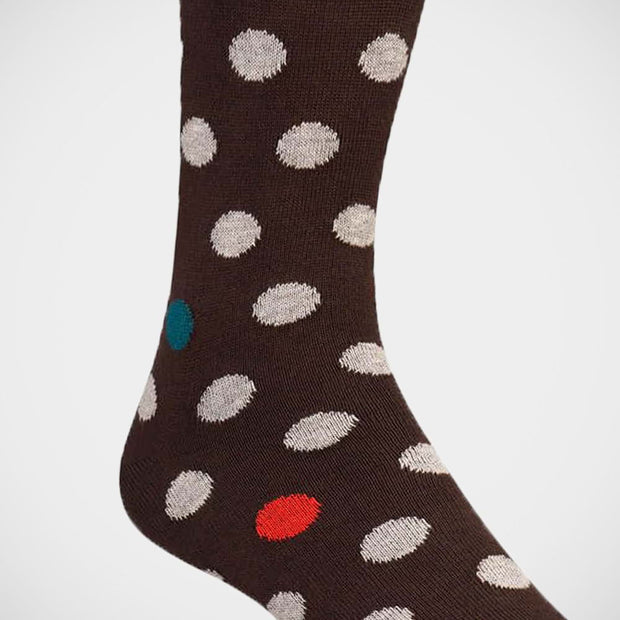 'Dots on Brown' Cashmere Socks