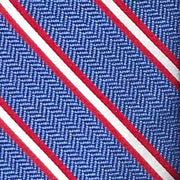 'Red Stripe on Herringbone Blue' Tie