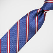 'Red Stripe on Herringbone Blue' Tie