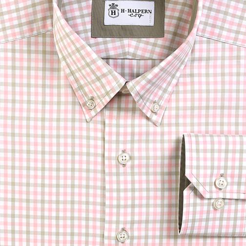 H. Halpern Esq. 'Olive & Pink Check' Button-Down