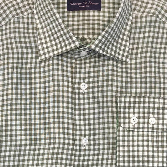 'Green Ginham' Linen Sport Shirt
