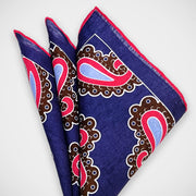 'Bold Paisley on Blue Linen' Pocket Square